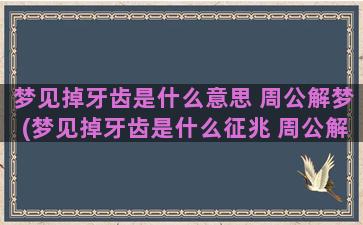 梦见掉牙齿是什么意思 周公解梦(梦见掉牙齿是什么征兆 周公解梦)